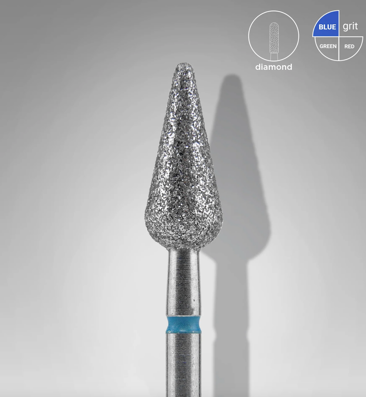 Staleks Diamond Nail Drill Bit Pointed Pear Blue EXPERT Head Diameter 5 Mm / Working Part 12 Mm