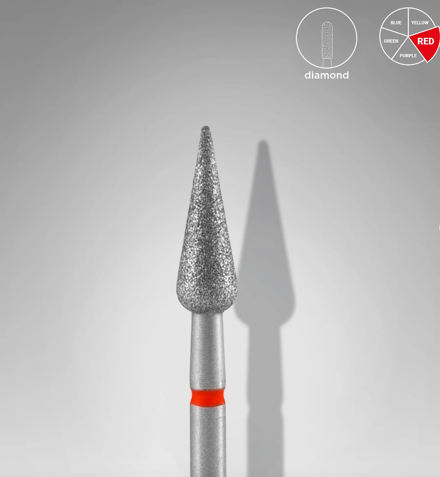 Staleks Diamantfräse "Spitzbirne" Rot, Durchmesser 4 Mm / Arbeitsteil 12 Mm