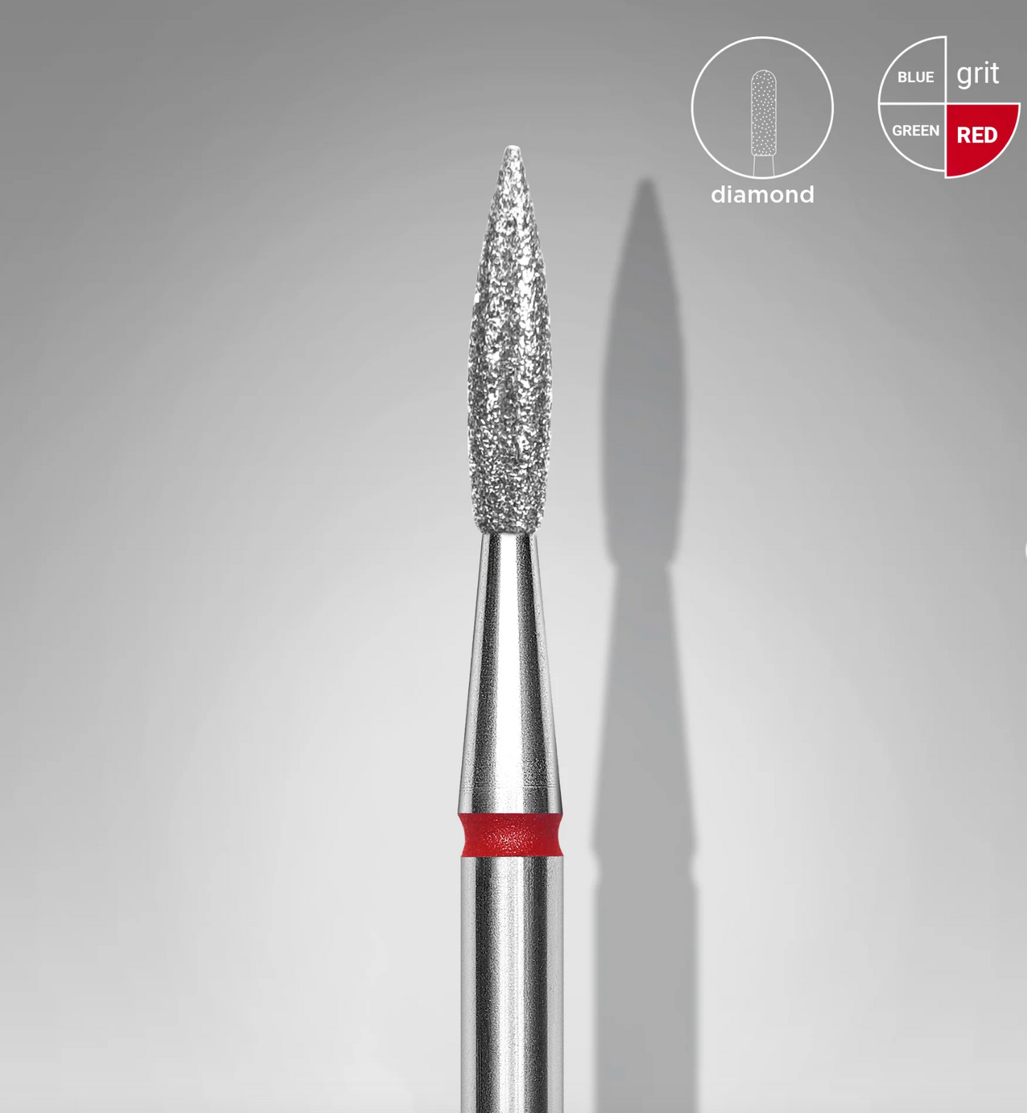 Staleks Diamantfräse Spitze Flamme Rot EXPERT Kopfdurchmesser 2.3 Mm / Arbeitsteil 8 Mm
