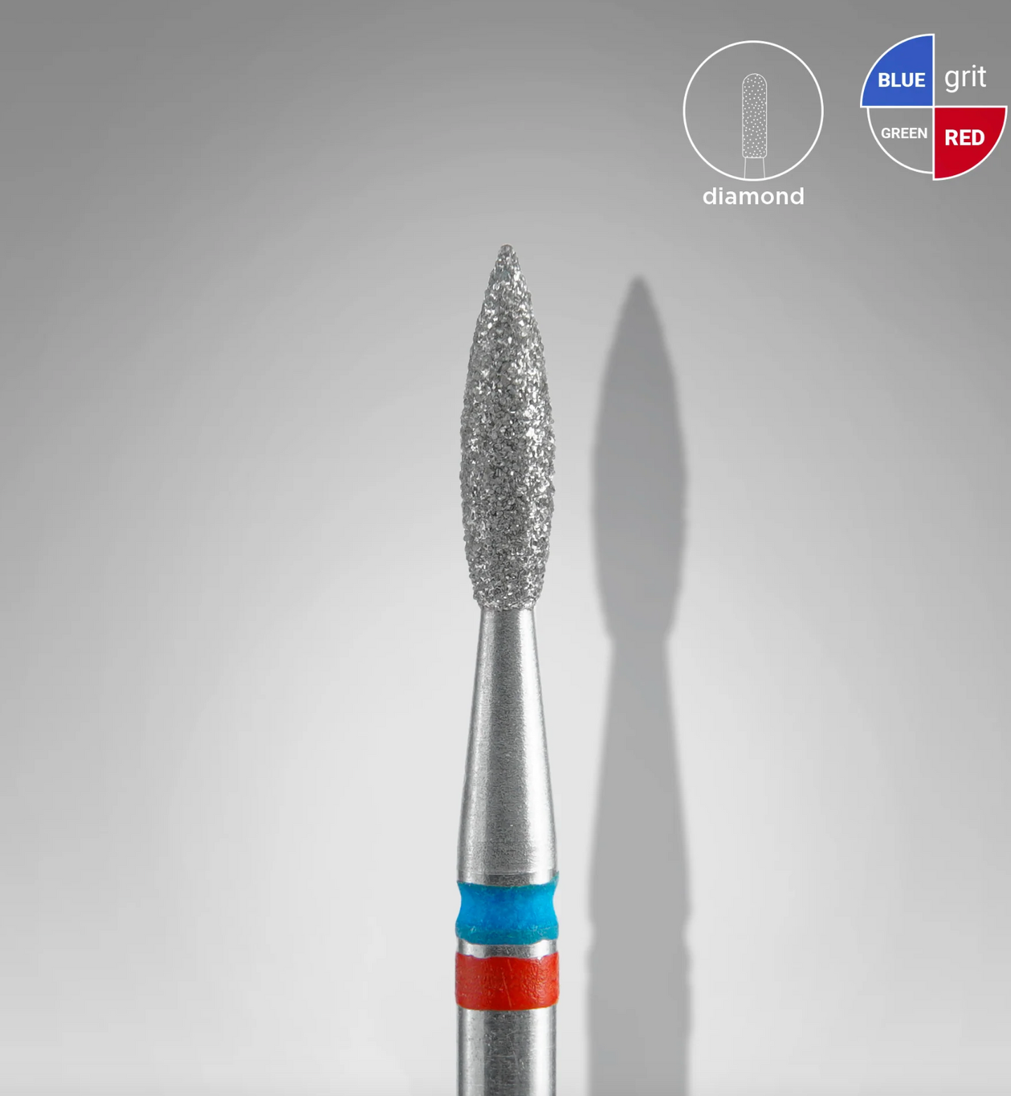 Staleks Diamond Nail Drill Bit DUO Flame Red-Blue EXPERT Head Diameter 2,1 Mm / Working Part 8 Mm