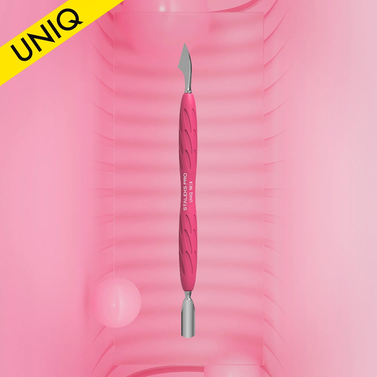 STALEKS Nagelhautschieber Mit Silikongriff "Gummy" UNIQ 10 TYP 3 (Schmaler Runder Schieber + Beil)