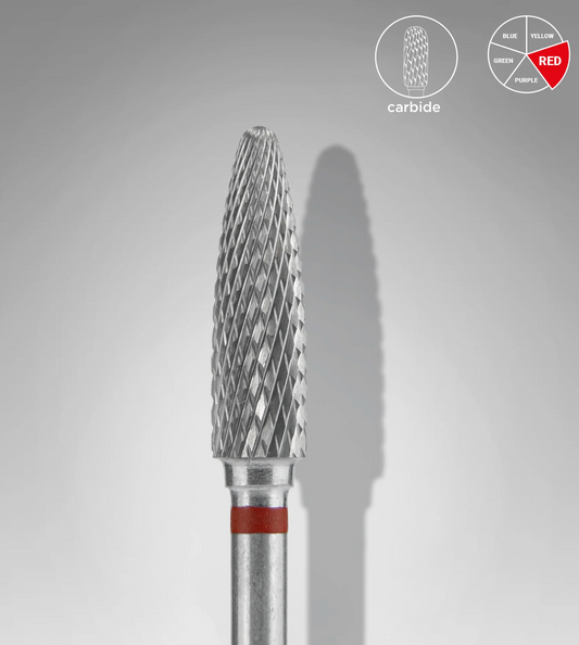 Staleks Hartmetall-Fräse Mais Rot EXPERT Kopfdurchmesser 4 Mm / Arbeitsteil 14 Mm