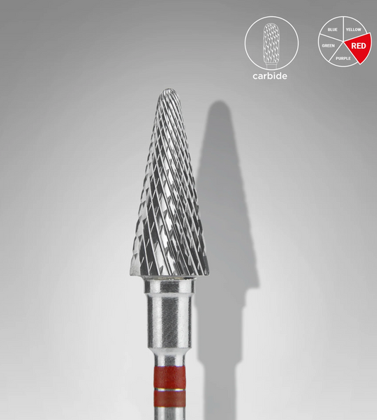 Staleks Hartmetallfräse Für Linkshänder "Kegel" Rot EXPERT, Durchmesser 6 Mm / Arbeitslänge 14 Mm