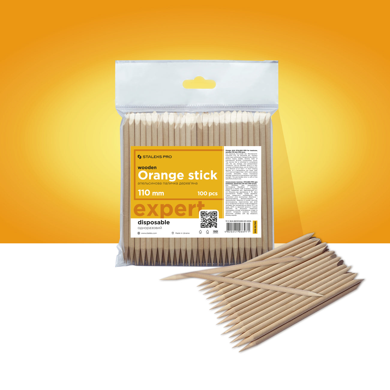 Orange Stick STALEKS PRO Für Manicure, Wooden 110 Mm